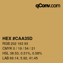 Color code: HEX #CAA35D | qconv.com