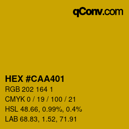 カラーコード: HEX #CAA401 | qconv.com