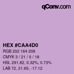 颜色代码: HEX #CAA4D0 | qconv.com