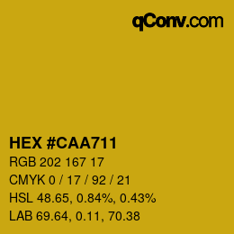 Color code: HEX #CAA711 | qconv.com