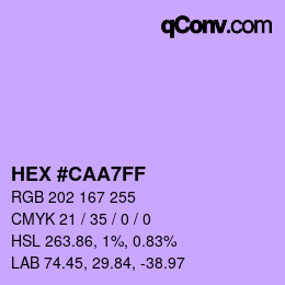 Color code: HEX #CAA7FF | qconv.com