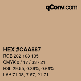 Farbcode: HEX #CAA887 | qconv.com