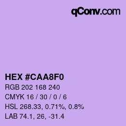 Color code: HEX #CAA8F0 | qconv.com