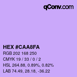 Color code: HEX #CAA8FA | qconv.com