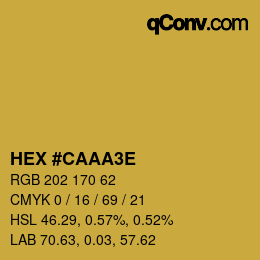 Color code: HEX #CAAA3E | qconv.com