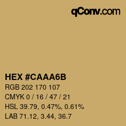 Color code: HEX #CAAA6B | qconv.com