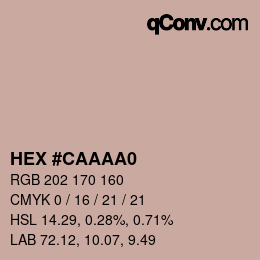 颜色代码: HEX #CAAAA0 | qconv.com