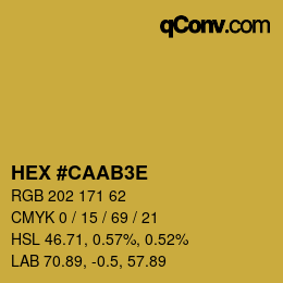 Color code: HEX #CAAB3E | qconv.com