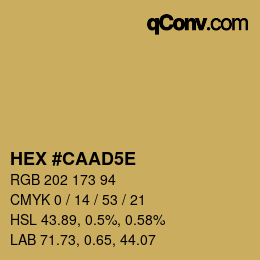 Farbcode: HEX #CAAD5E | qconv.com