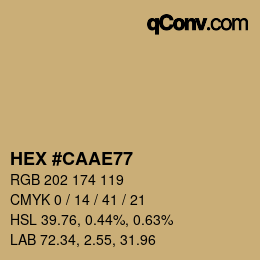 Farbcode: HEX #CAAE77 | qconv.com