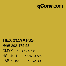 Farbcode: HEX #CAAF35 | qconv.com