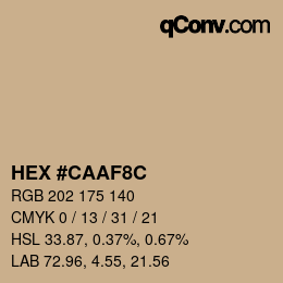 Color code: HEX #CAAF8C | qconv.com
