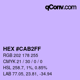 Color code: HEX #CAB2FF | qconv.com