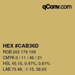 カラーコード: HEX #CAB36D | qconv.com