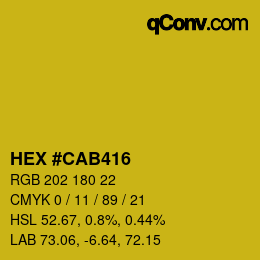 カラーコード: HEX #CAB416 | qconv.com