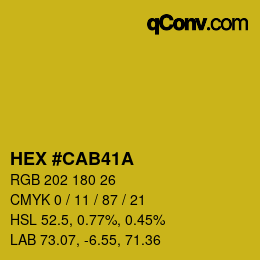 カラーコード: HEX #CAB41A | qconv.com