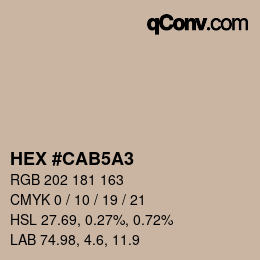 カラーコード: HEX #CAB5A3 | qconv.com