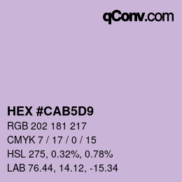 カラーコード: HEX #CAB5D9 | qconv.com