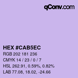 カラーコード: HEX #CAB5EC | qconv.com