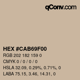 カラーコード: HEX #CAB69F00 | qconv.com