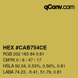 カラーコード: HEX #CAB754CE | qconv.com