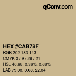 Color code: HEX #CAB78F | qconv.com