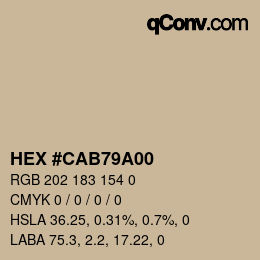 カラーコード: HEX #CAB79A00 | qconv.com