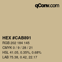 Farbcode: HEX #CAB891 | qconv.com