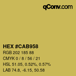 カラーコード: HEX #CAB958 | qconv.com