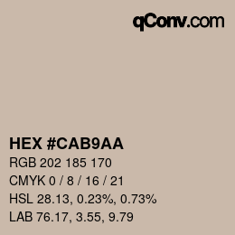 カラーコード: HEX #CAB9AA | qconv.com