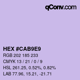 Color code: HEX #CAB9E9 | qconv.com