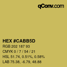 カラーコード: HEX #CABB5D | qconv.com