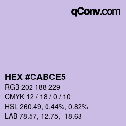 Color code: HEX #CABCE5 | qconv.com