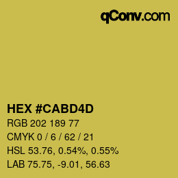 カラーコード: HEX #CABD4D | qconv.com