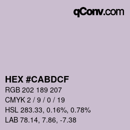 カラーコード: HEX #CABDCF | qconv.com