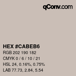 Color code: HEX #CABEB6 | qconv.com