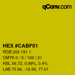 Color code: HEX #CABF01 | qconv.com