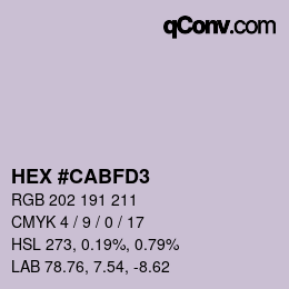 カラーコード: HEX #CABFD3 | qconv.com