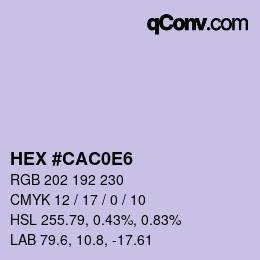 カラーコード: HEX #CAC0E6 | qconv.com