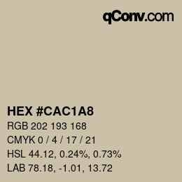 Color code: HEX #CAC1A8 | qconv.com