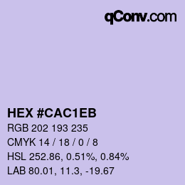 Color code: HEX #CAC1EB | qconv.com