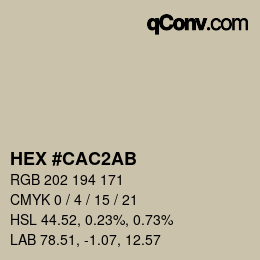 Color code: HEX #CAC2AB | qconv.com