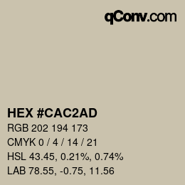 Color code: HEX #CAC2AD | qconv.com