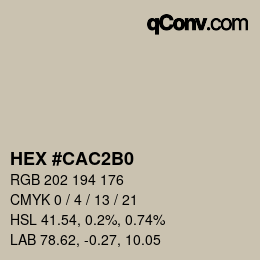 Color code: HEX #CAC2B0 | qconv.com