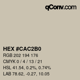 カラーコード: HEX #CAC2B0 | qconv.com