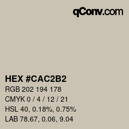 Color code: HEX #CAC2B2 | qconv.com