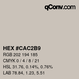 Color code: HEX #CAC2B9 | qconv.com