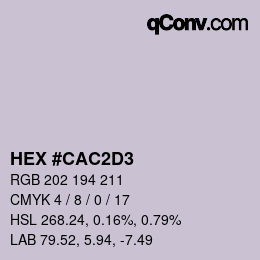 カラーコード: HEX #CAC2D3 | qconv.com