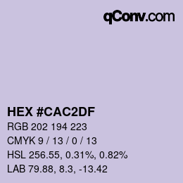 Color code: HEX #CAC2DF | qconv.com