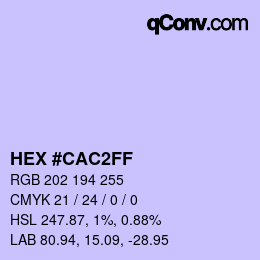 Color code: HEX #CAC2FF | qconv.com